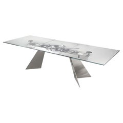 Rectangular extendable table Naos Galax - Natural glass