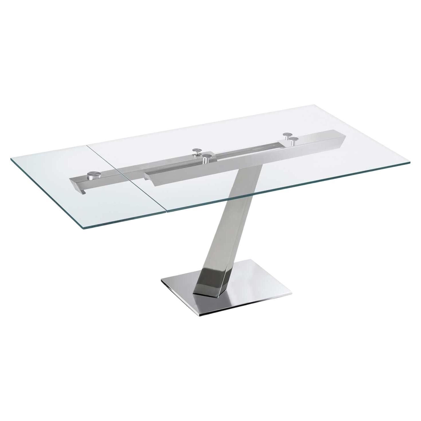 Rectangular extendable table Naos HELP - Extralight glass For Sale