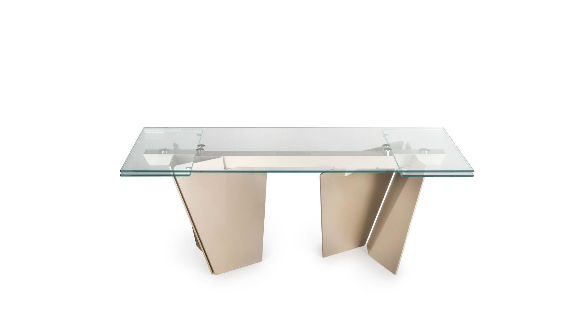 Italian Rectangular extendable table Naos LASTRE - Glass W 220/300 cm (86.6/118.1 in) For Sale