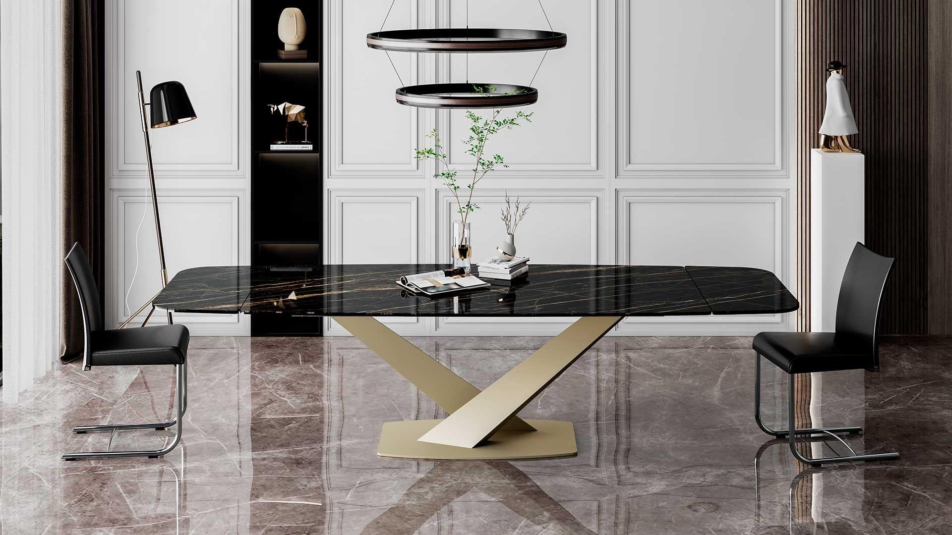 Rectangular extendable table Naos Zeus - Ceramic Black desire In condizioni Nuovo in vendita a Alcamo, IT