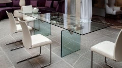 Rechteckiger Ausziehtisch mit Glasbeinen Naos Quasar - Calacatta Ceramic