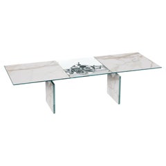 Rectangular extendable table with glass legs Naos Quasar - Calacatta Ceramic