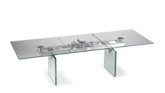 Rectangular extendable table with glass legs Naos Quasar - Natural glass