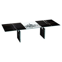 Mesa rectangular extensible con patas de cristal Naos Quasar - Cerámica Sahara noir