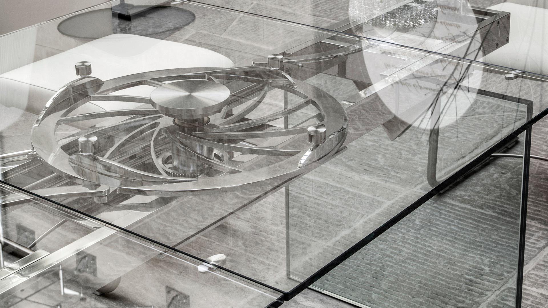 Italian Table rectangulaire à rallonge avec mécanisme motorisé Naos Quasar - Extralight en vente