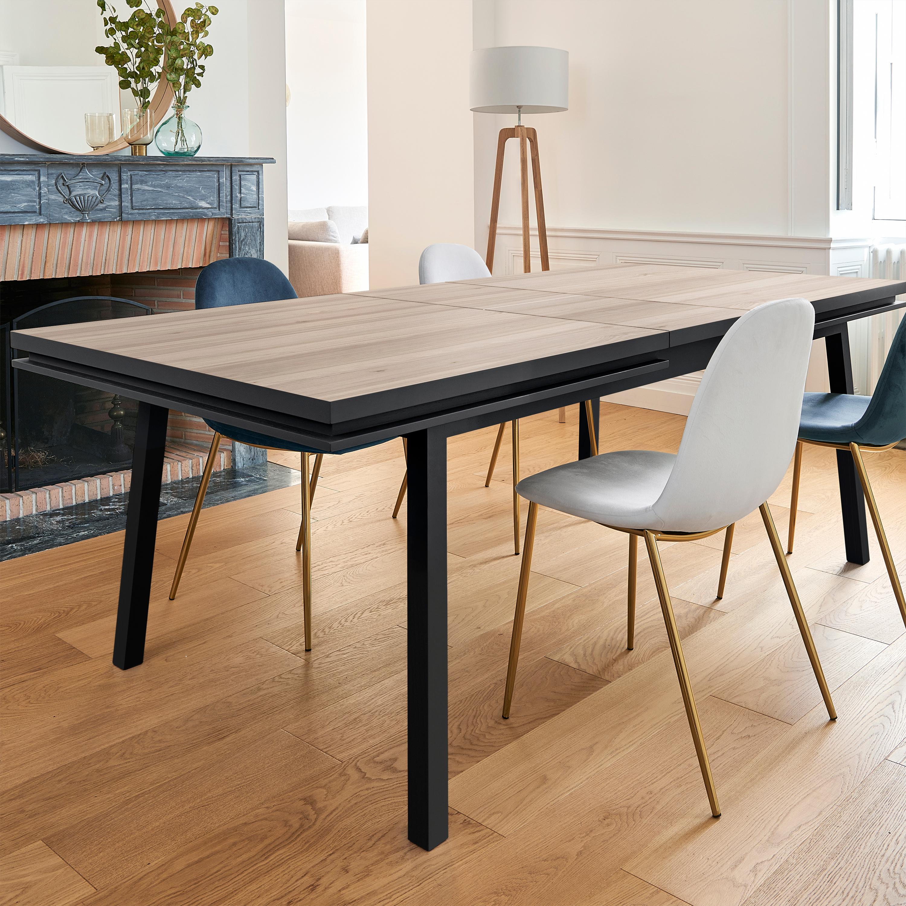 Extensible dining table 100% in solid oak, French design by Eric Gizard -Paris For Sale 1