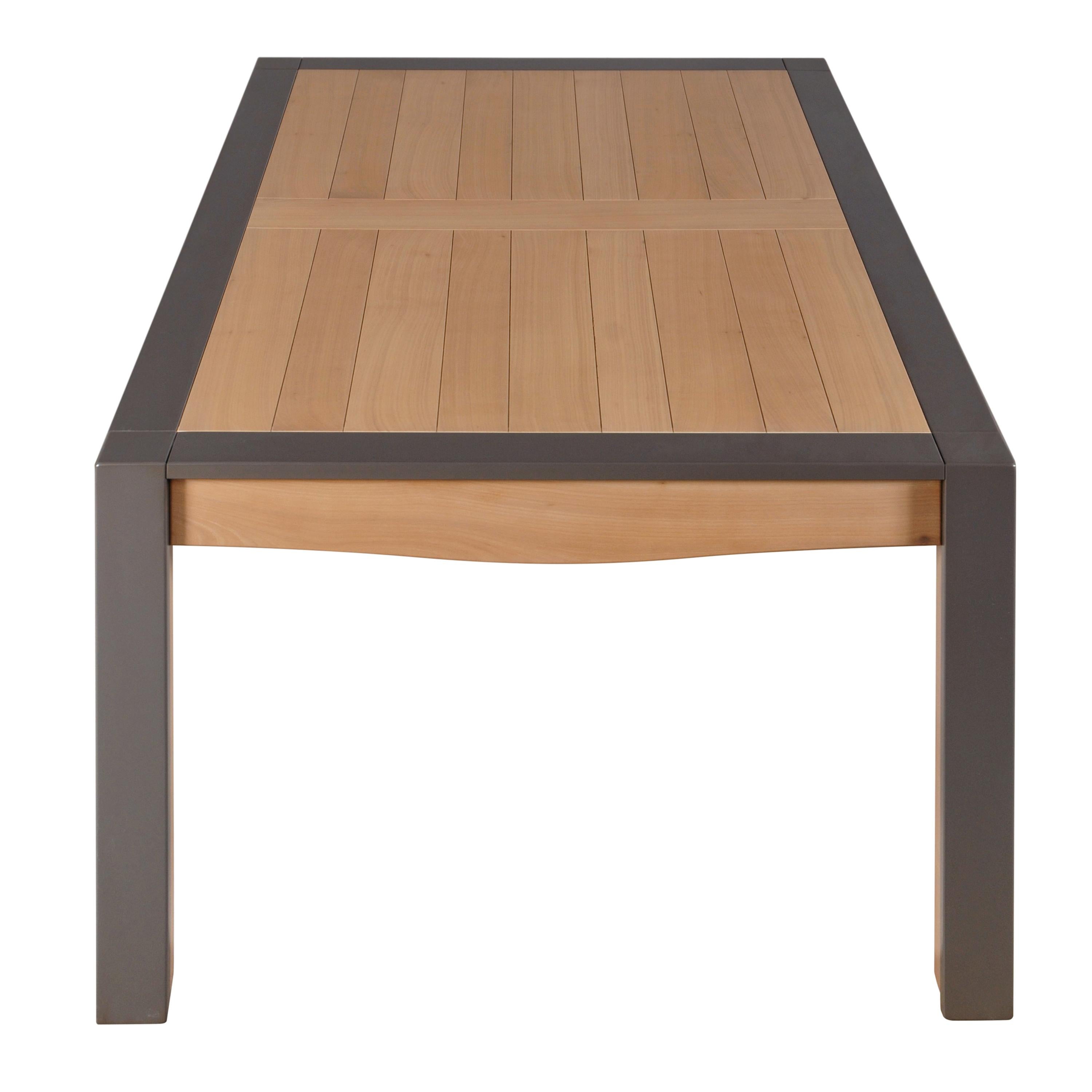 Rectangular Extensible Dining Table with 2 Leaves in French Solid Cherry In New Condition For Sale In Landivy, FR