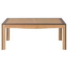 Table de salle à manger rectangulaire à rallonge extensible avec 2 couches en cerisier massif français