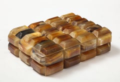 Rectangular Faceted Horn Tile Keepsake Box