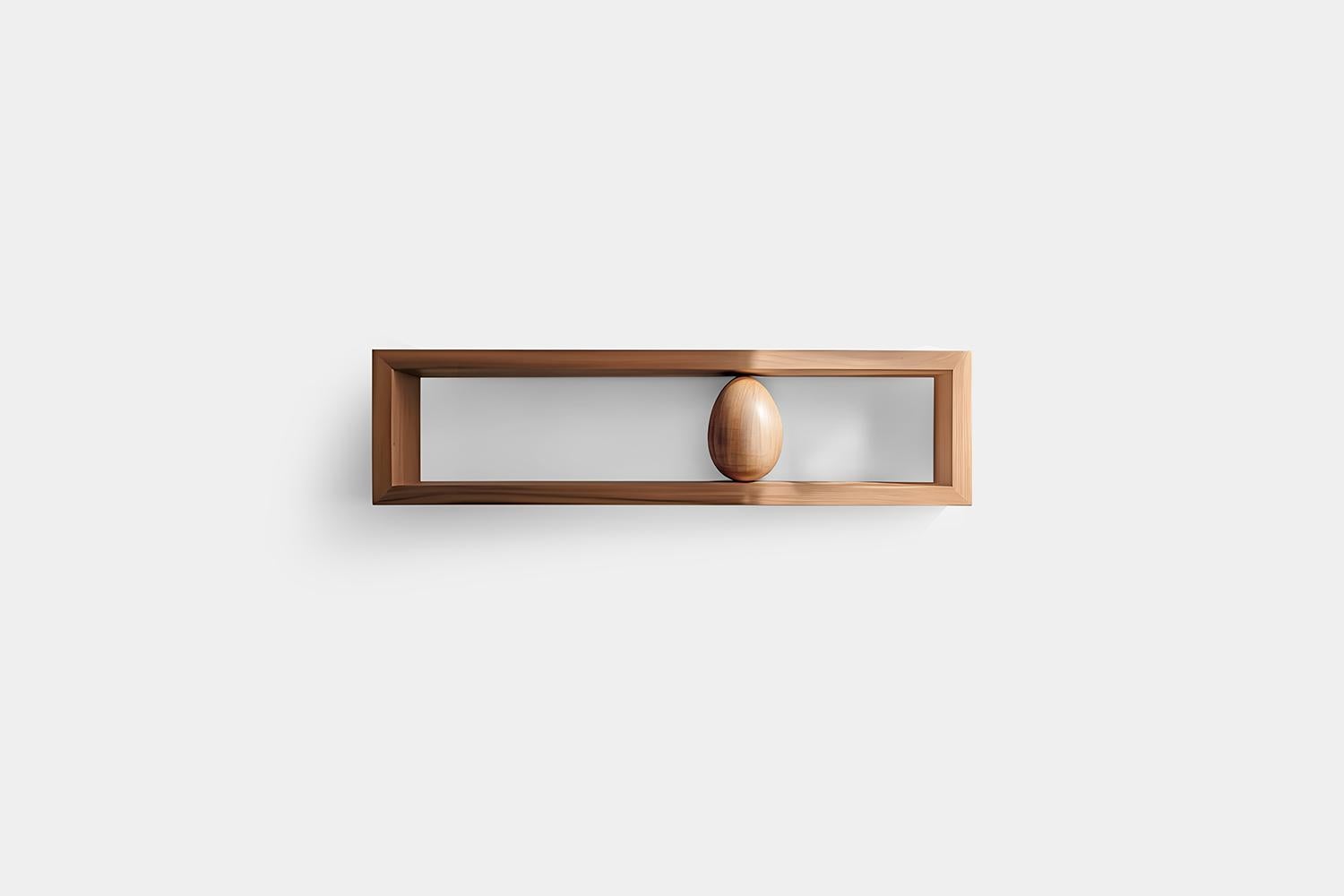 Mid-Century Modern Rectangular Floating Shelf and One Large Sculptural Wooden Pebble Sereno by Nono For Sale
