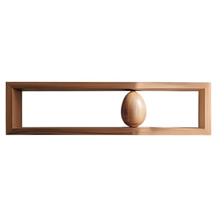 Rectangular Floating Shelf and One Large Sculptural Wooden Pebble Sereno by Nono For Sale