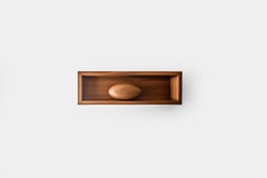 Rectangular Floating Shelf and One Large Sculptural Wooden Pebble, Sereno