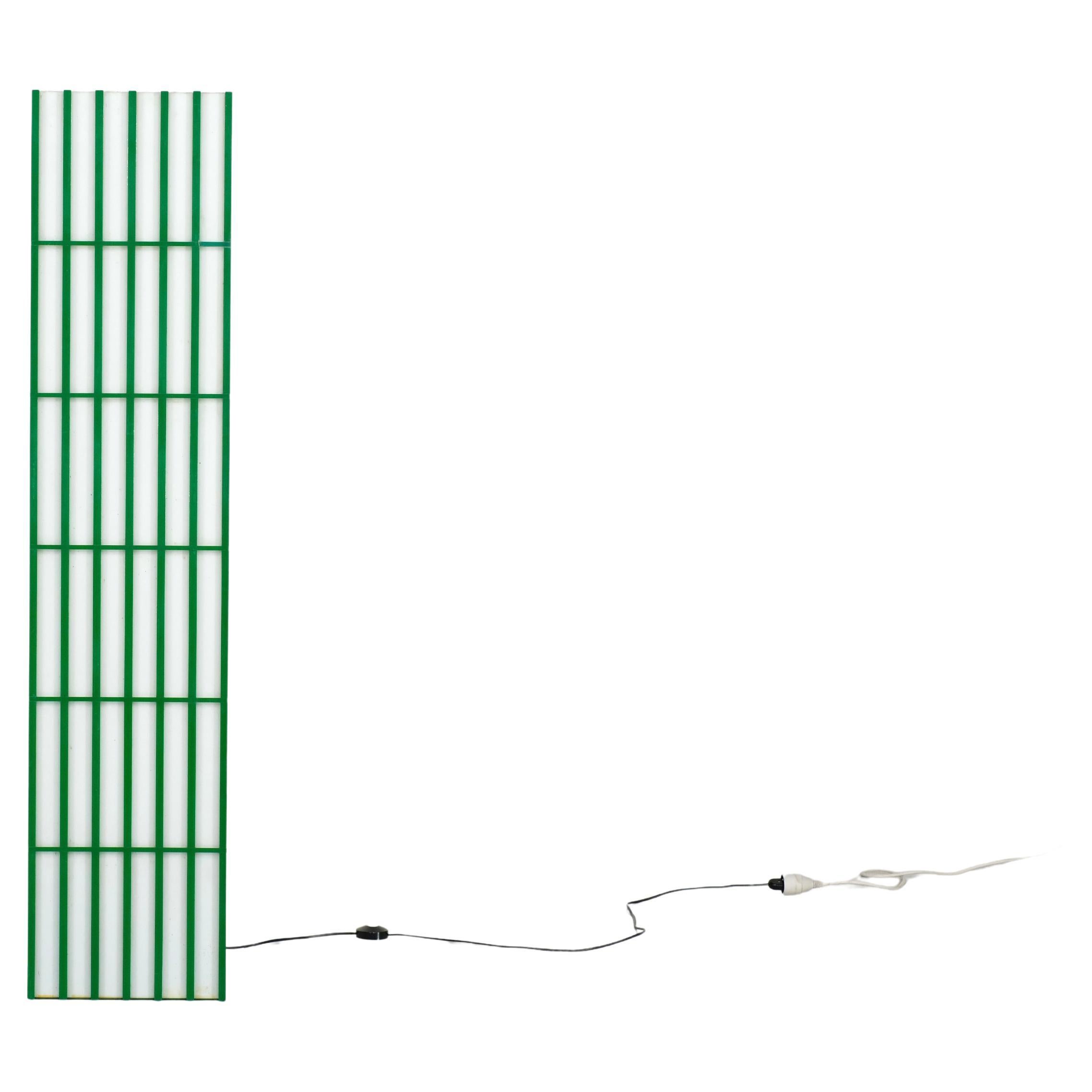 Rectangular floor lamp in green and white plexiglass, Italy - 1970s For Sale
