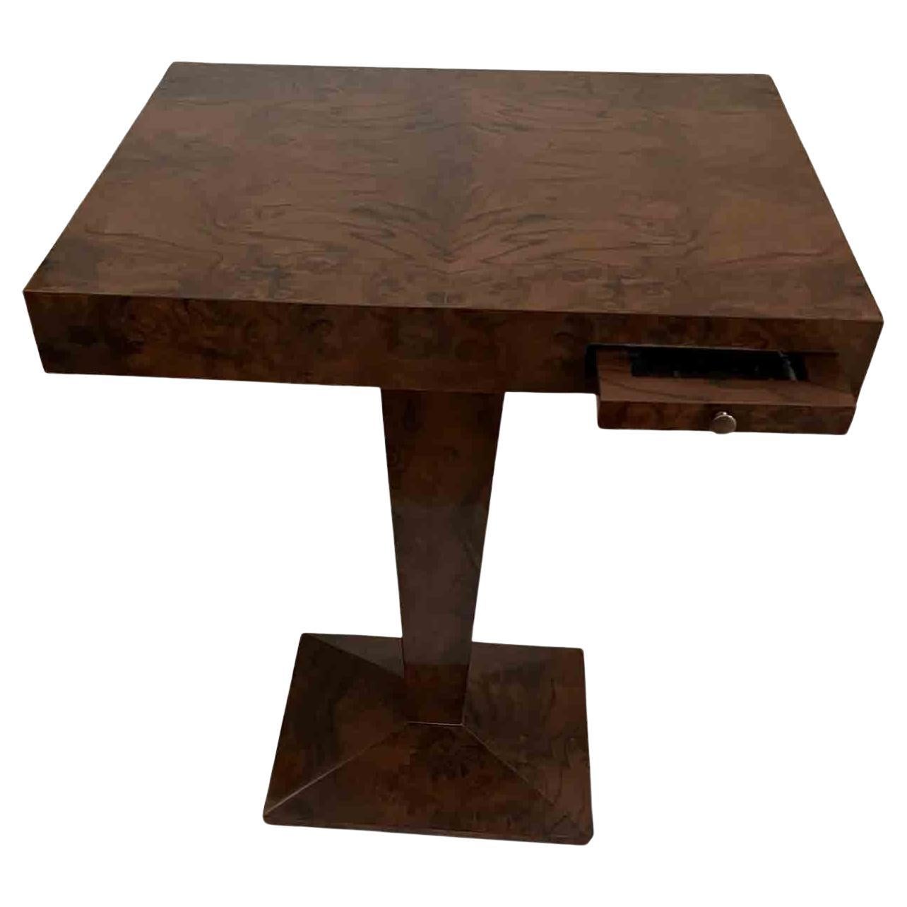Rectangular French Burled Walnut Side Table For Sale
