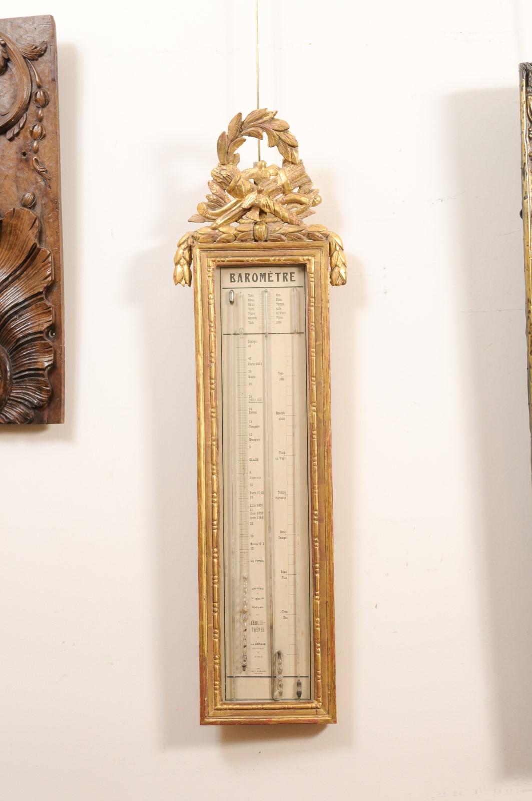 Rectangular French Louis XVI Style Giltwood Barometer, 19th Century In Good Condition In Atlanta, GA