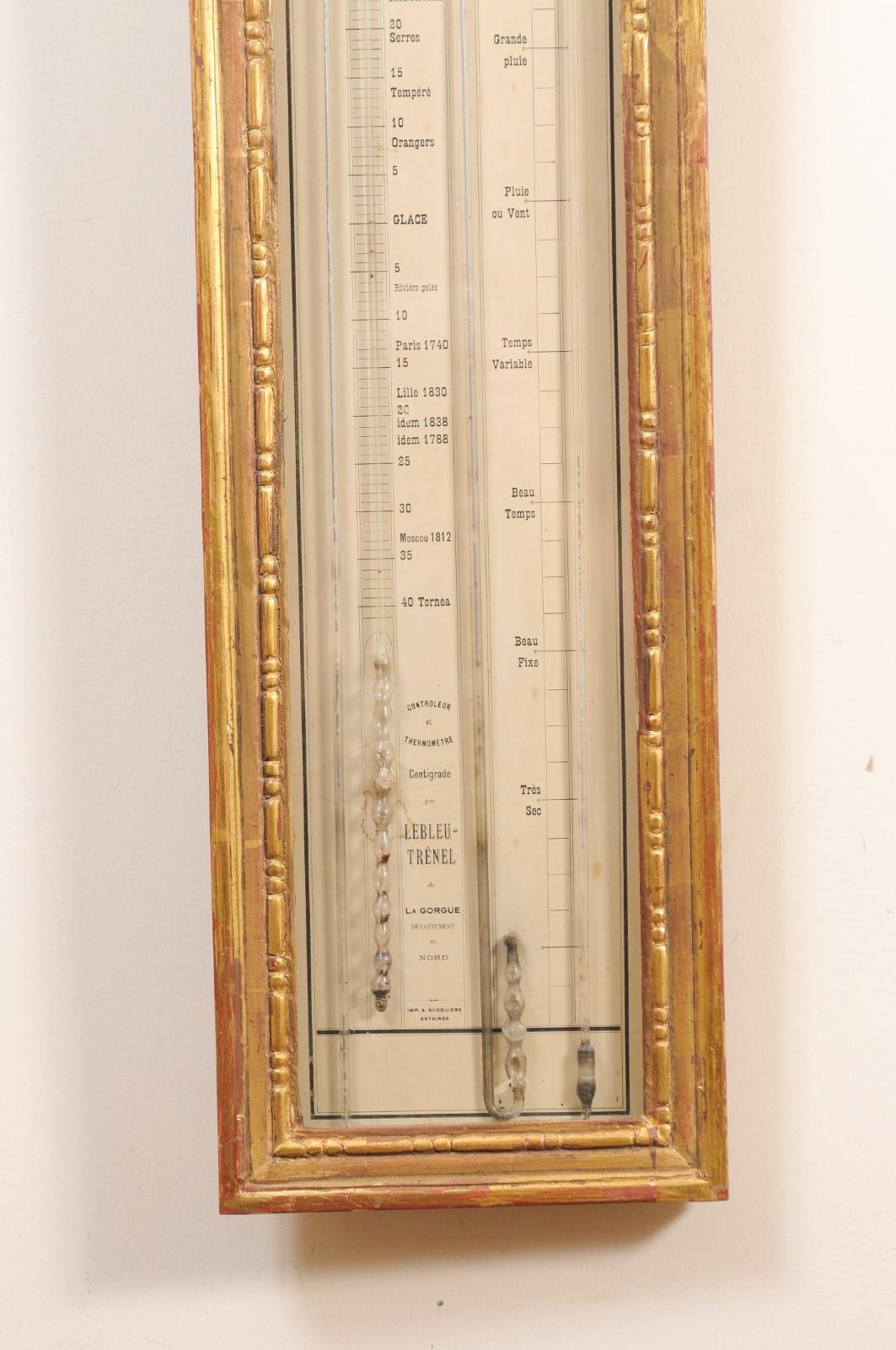 Rectangular French Louis XVI Style Giltwood Barometer, 19th Century 2