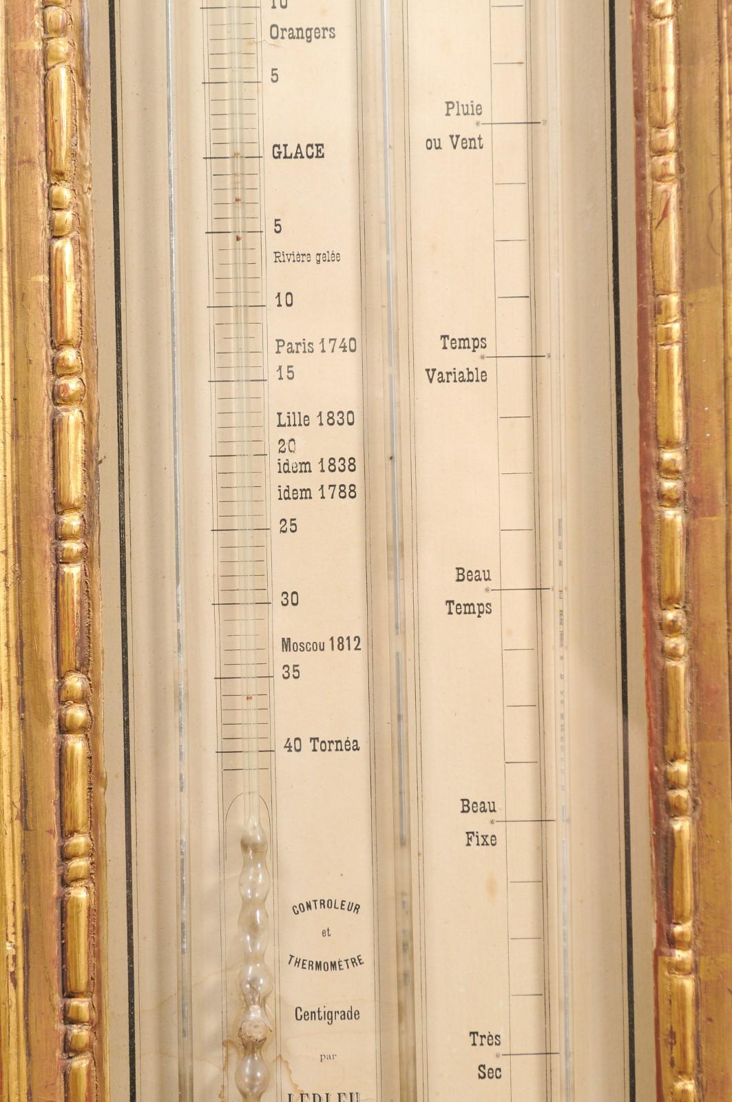 Rectangular French Louis XVI Style Giltwood Barometer, 19th Century 3