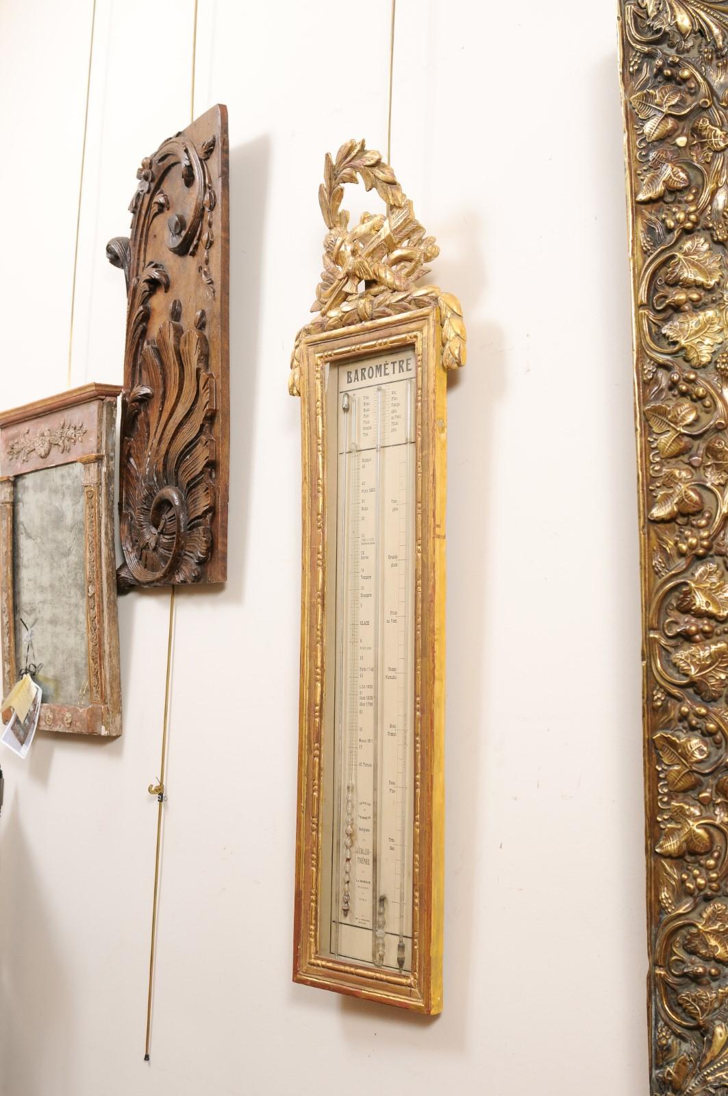 Rectangular French Louis XVI Style Giltwood Barometer, 19th Century 4