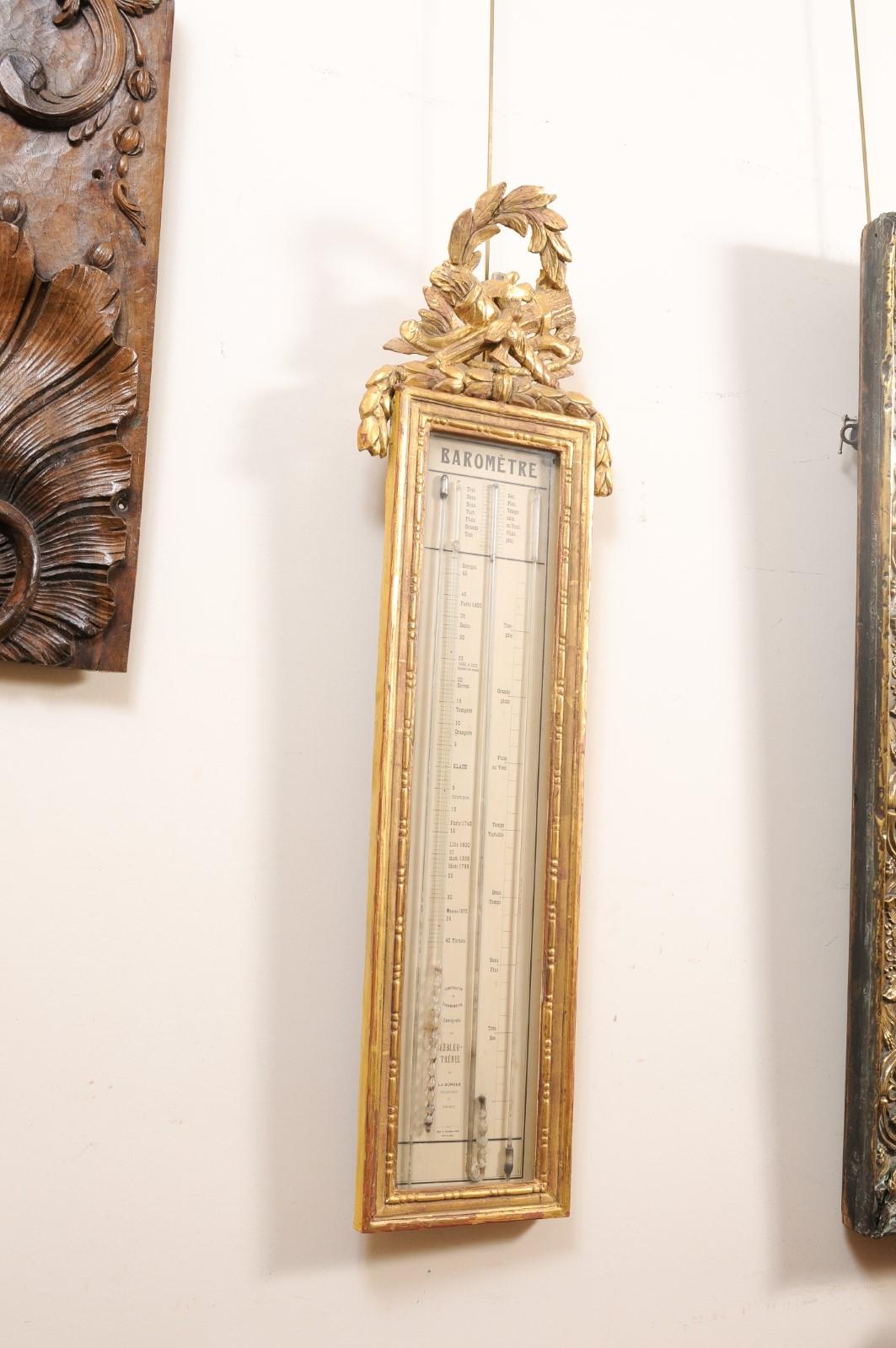 Rectangular French Louis XVI Style Giltwood Barometer, 19th Century 5