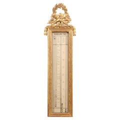 Rectangular French Louis XVI Style Giltwood Barometer, 19th Century