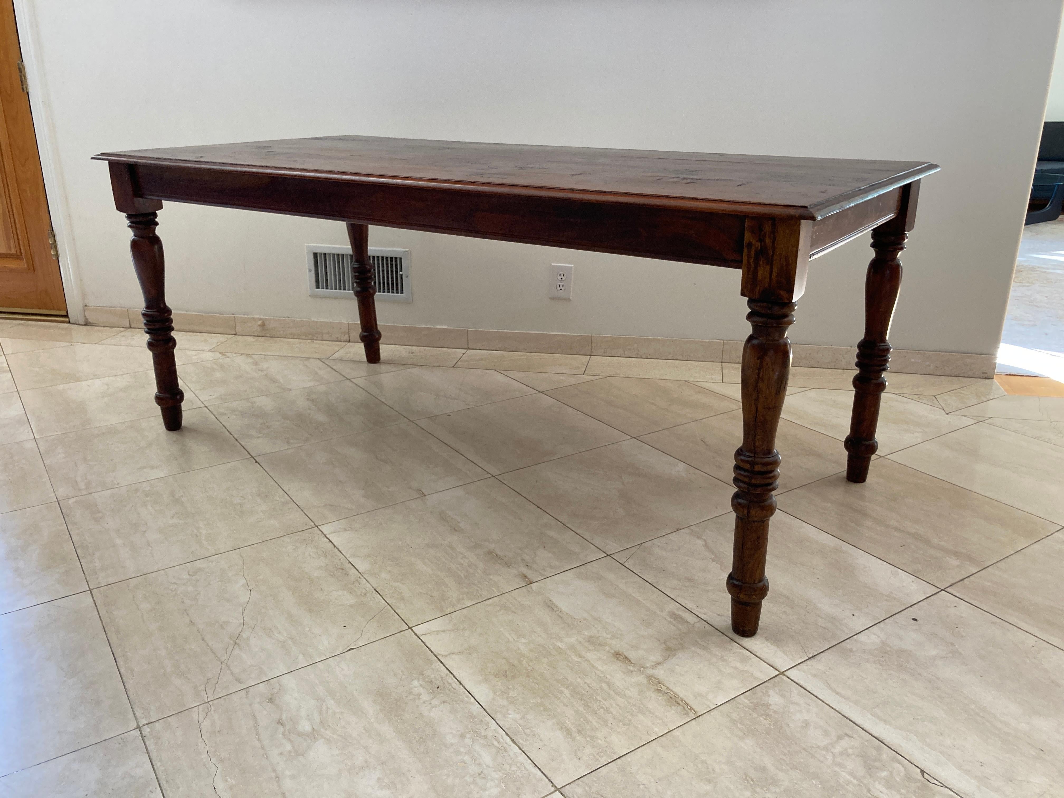 Hand-Crafted Rectangular French Provincial Style Farmhouse Refectory Dining Table