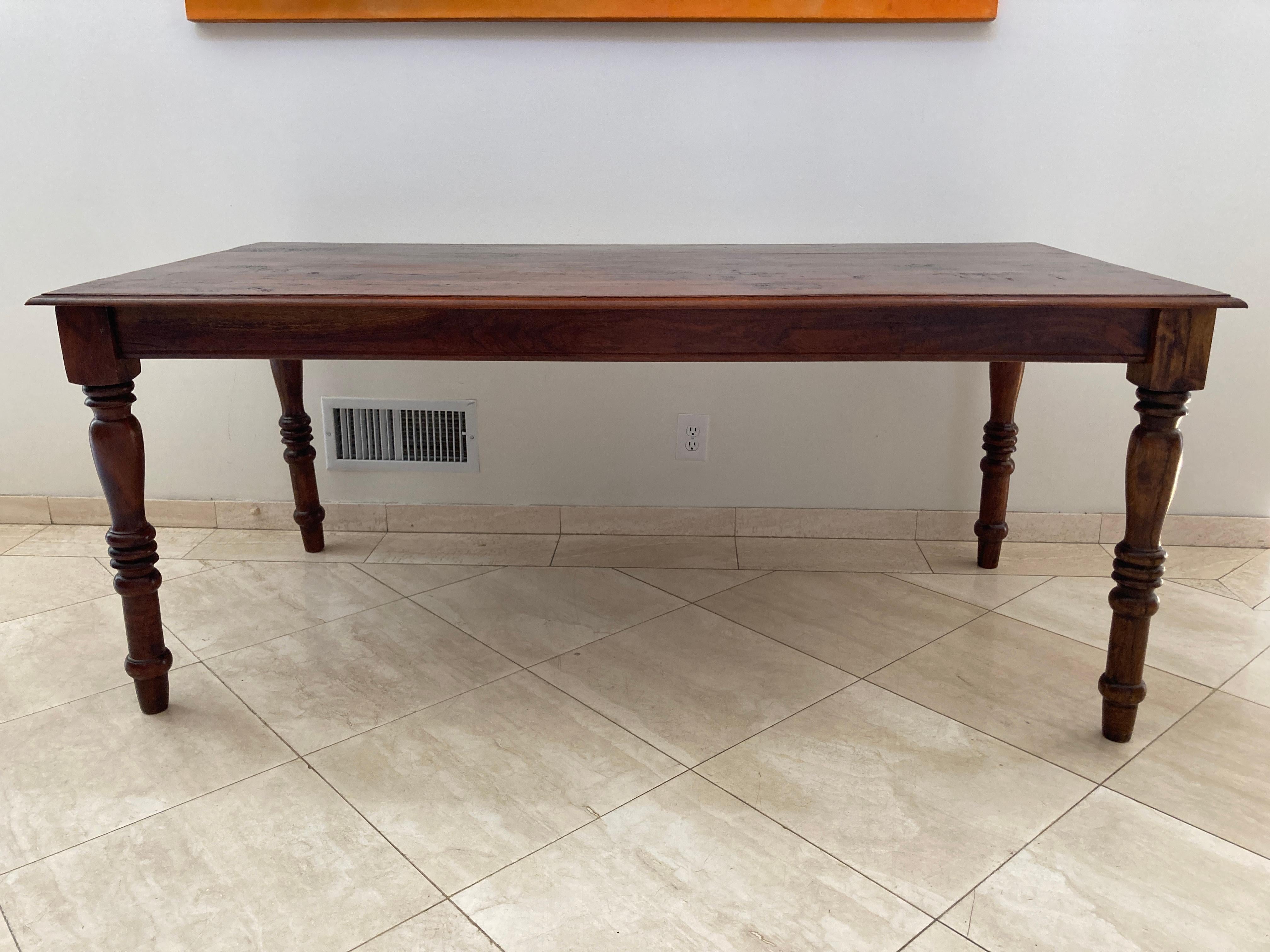 Rectangular French Provincial Style Farmhouse Refectory Dining Table In Fair Condition In North Hollywood, CA