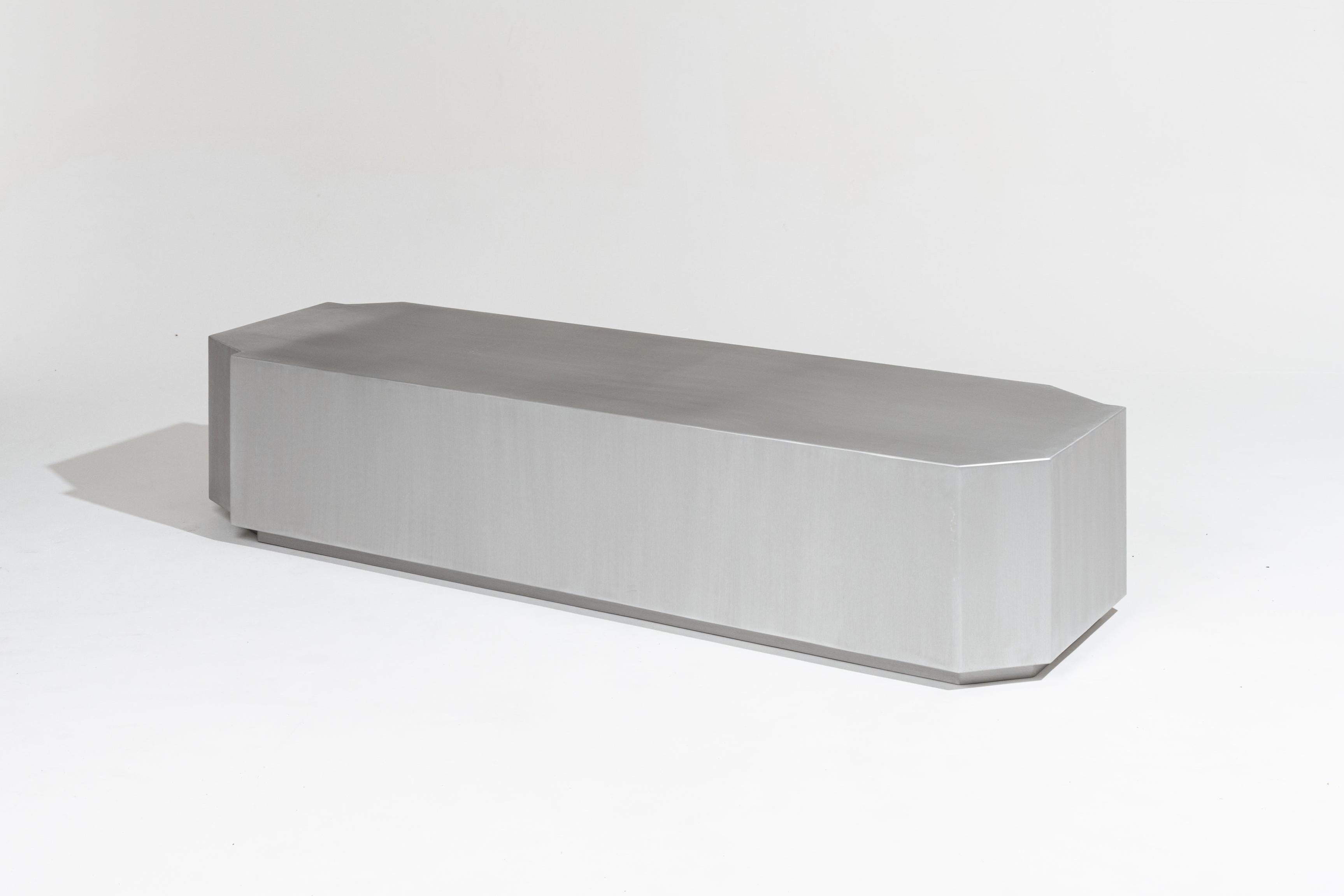 Mesa de centro rectangular Funki Lounge de aluminio cepillado Portugués en venta