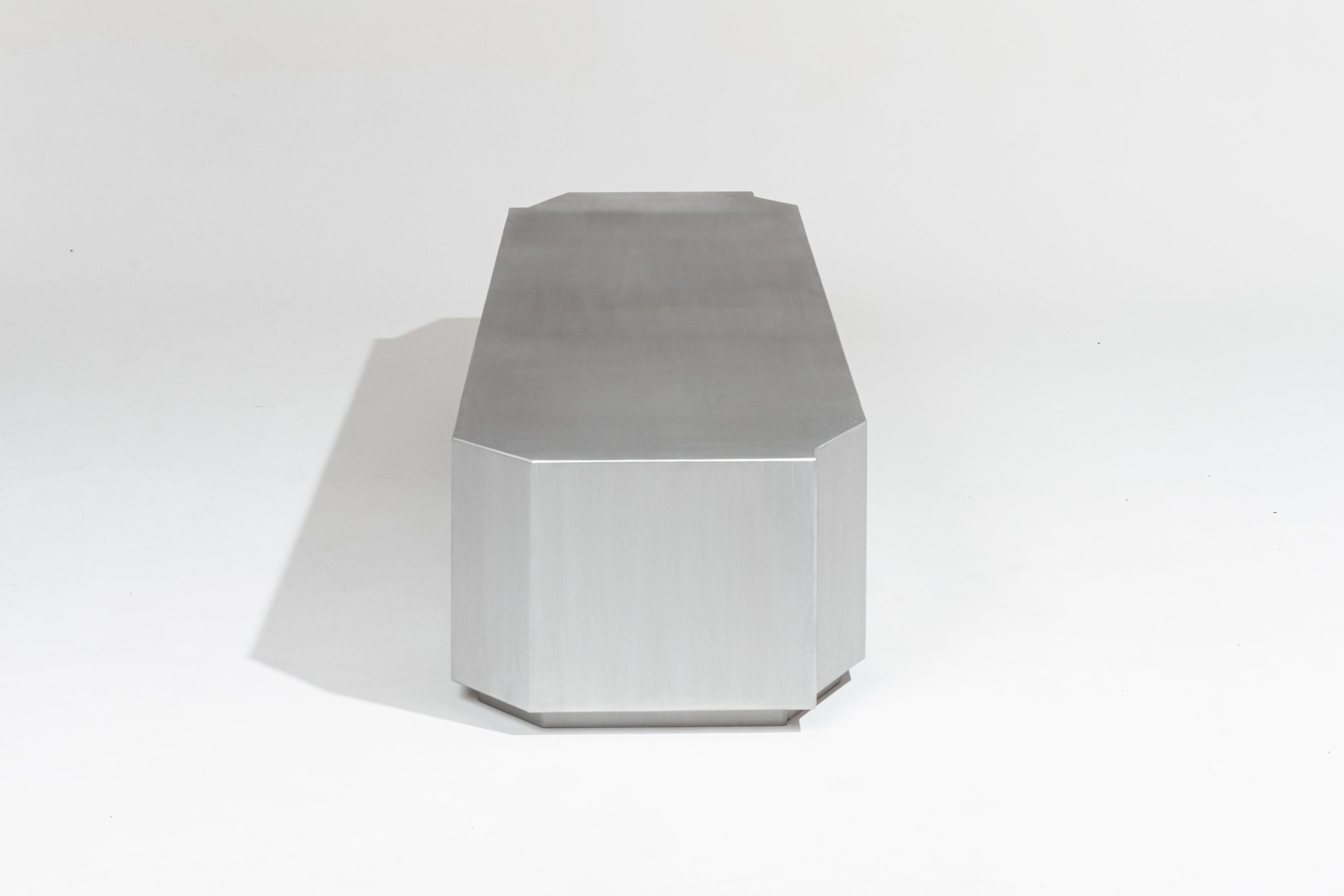 Mesa de centro rectangular Funki Lounge de aluminio cepillado en Nuevo estado para la venta en PARIS, FR