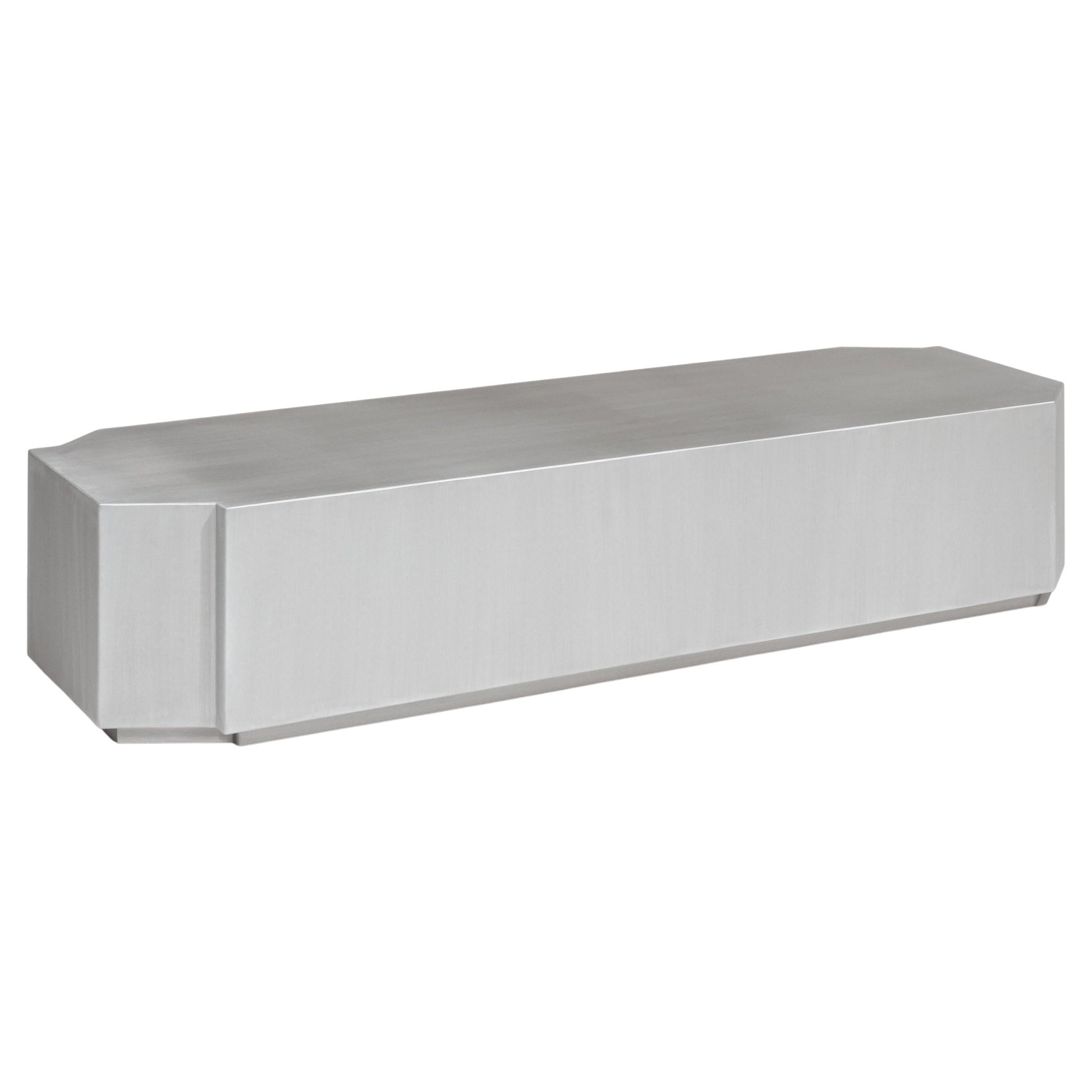Mesa de centro rectangular Funki Lounge de aluminio cepillado