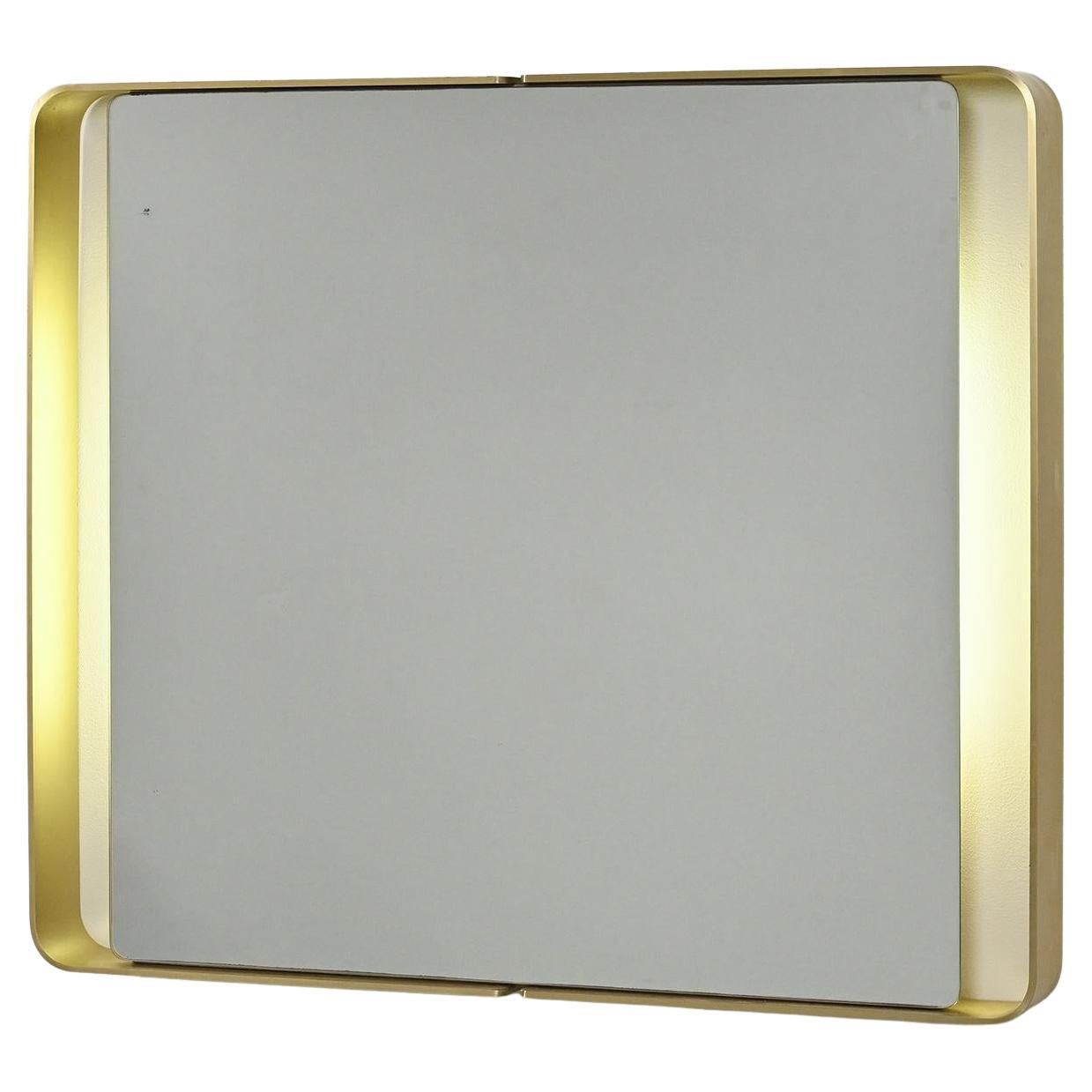 Miroir rectangulaire en métal doré, vers 1970 en vente