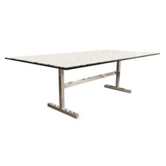 Retro Rectangular glass and nickel base dining table