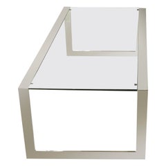 Rectangular Glass and Steel Coffee Table, Barcelona Coffee Table