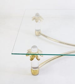 Rectangular Glass Coffee Table with Bronze and Plexiglass Frame, Italy, 1980s