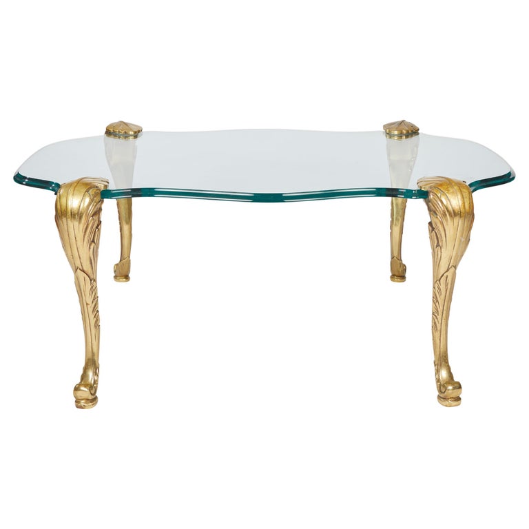 Rectangular Glass Coffee Table with Cast Bronze Cabriole Legs For Sale at  1stDibs | glass coffee table with brass legs, glass table with brass legs, coffee  table brass legs