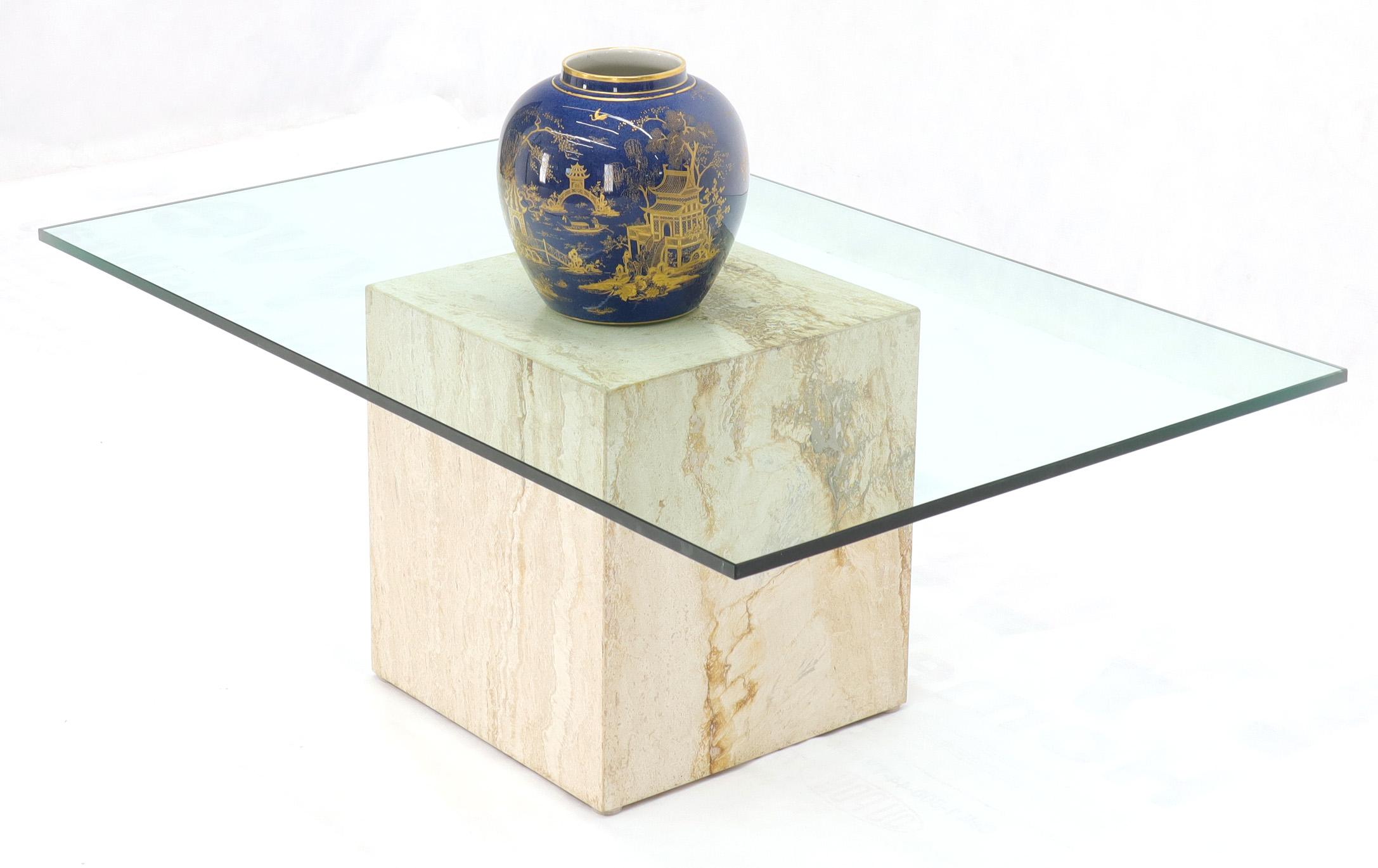 glass coffee table with marble base