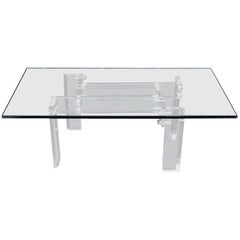 Rectangular Glass top Lucite Base Coffee Table