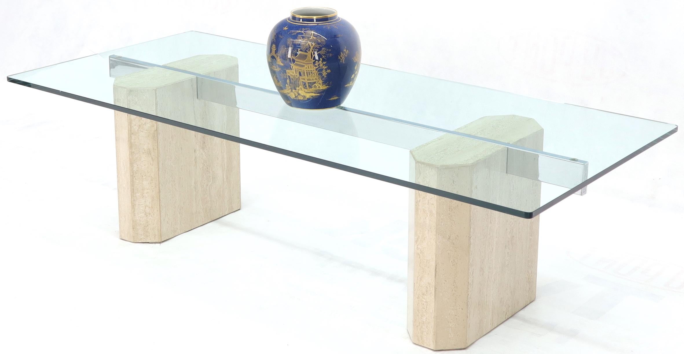 glass and travertine coffee table