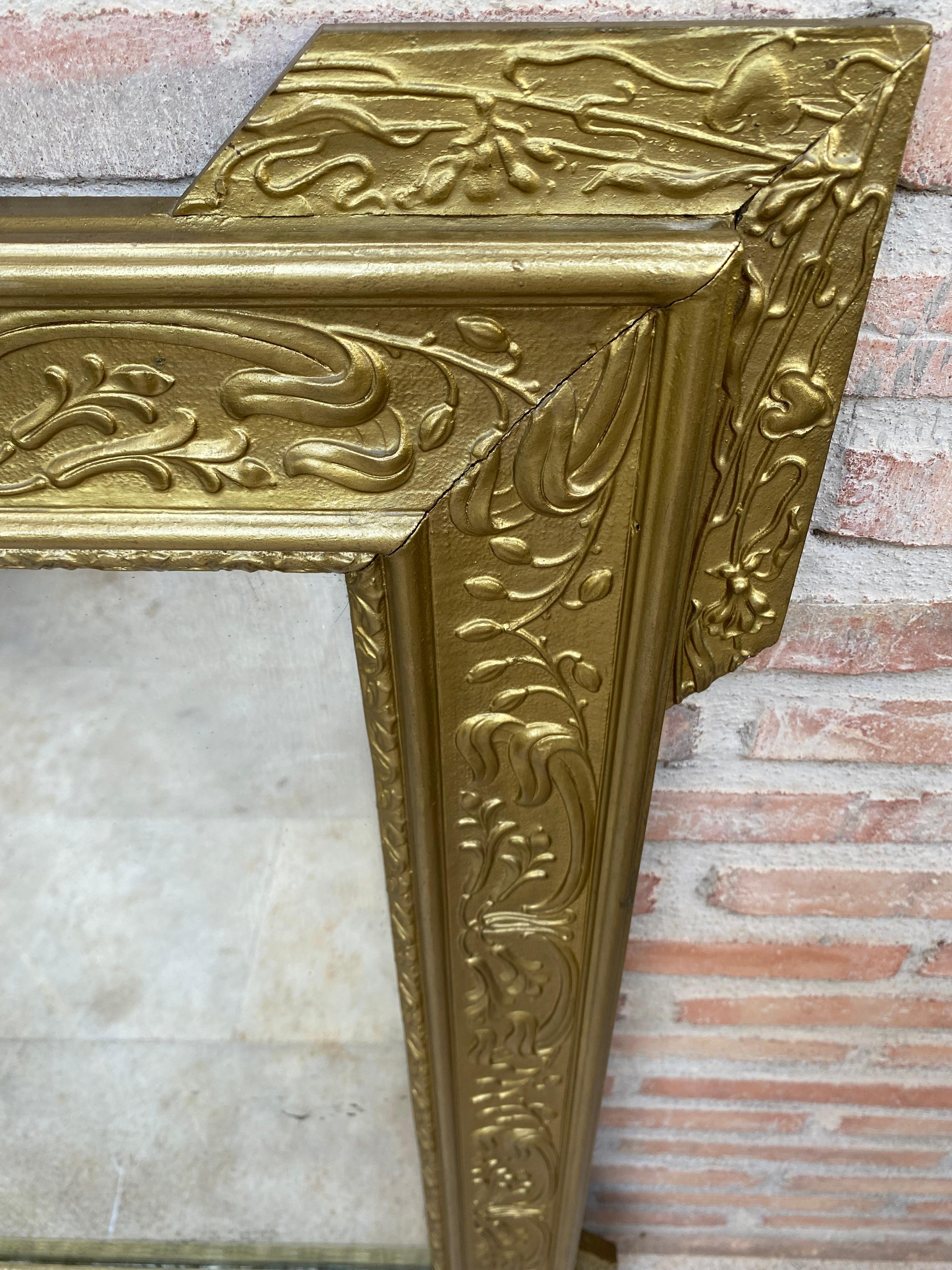 Rectangular Gold Hand Carved Wooden Mirror, 1960 For Sale 2