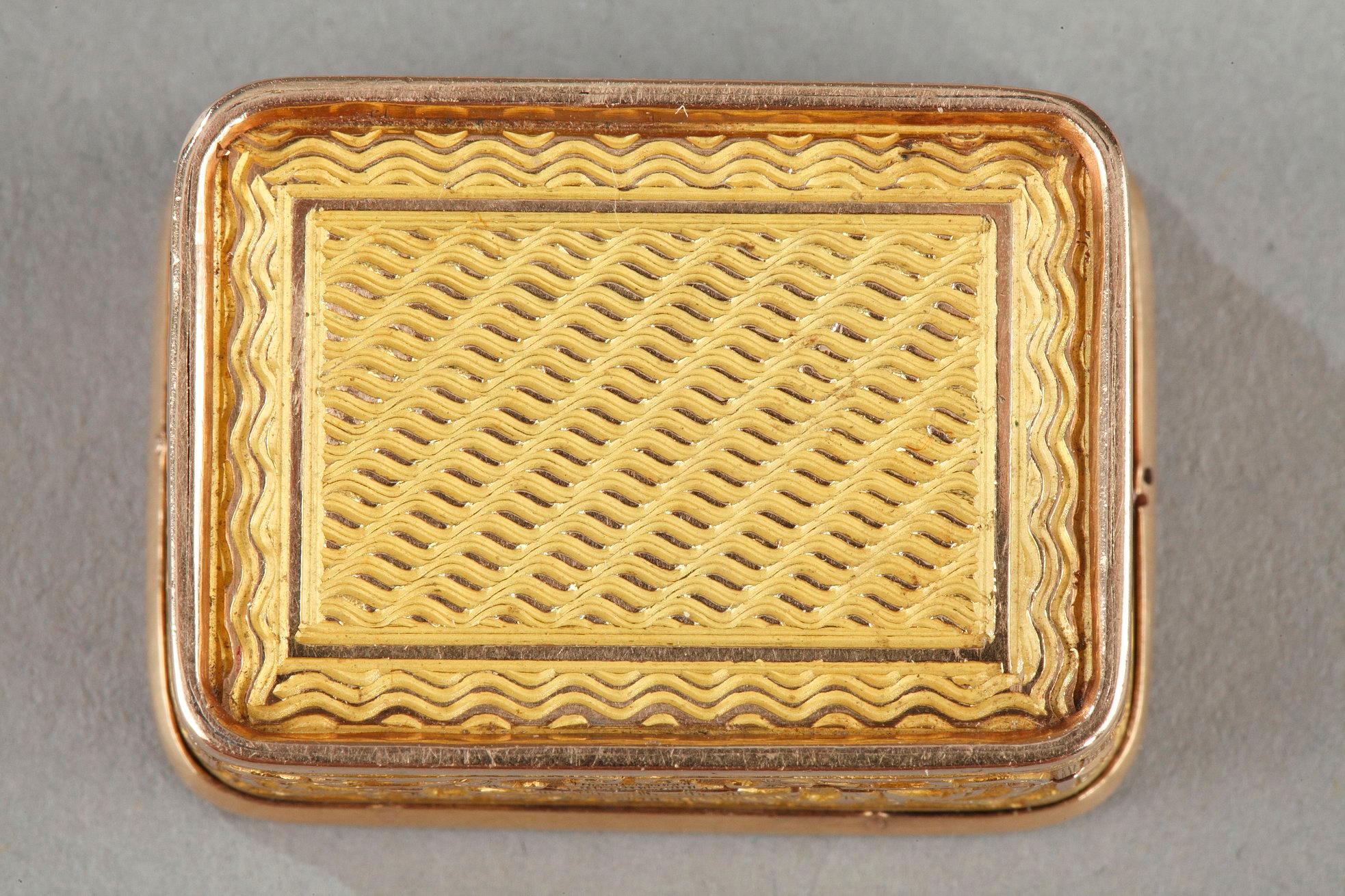 Rechteckige, goldene Vinaigrette, frühes 19. Jahrhundert 6