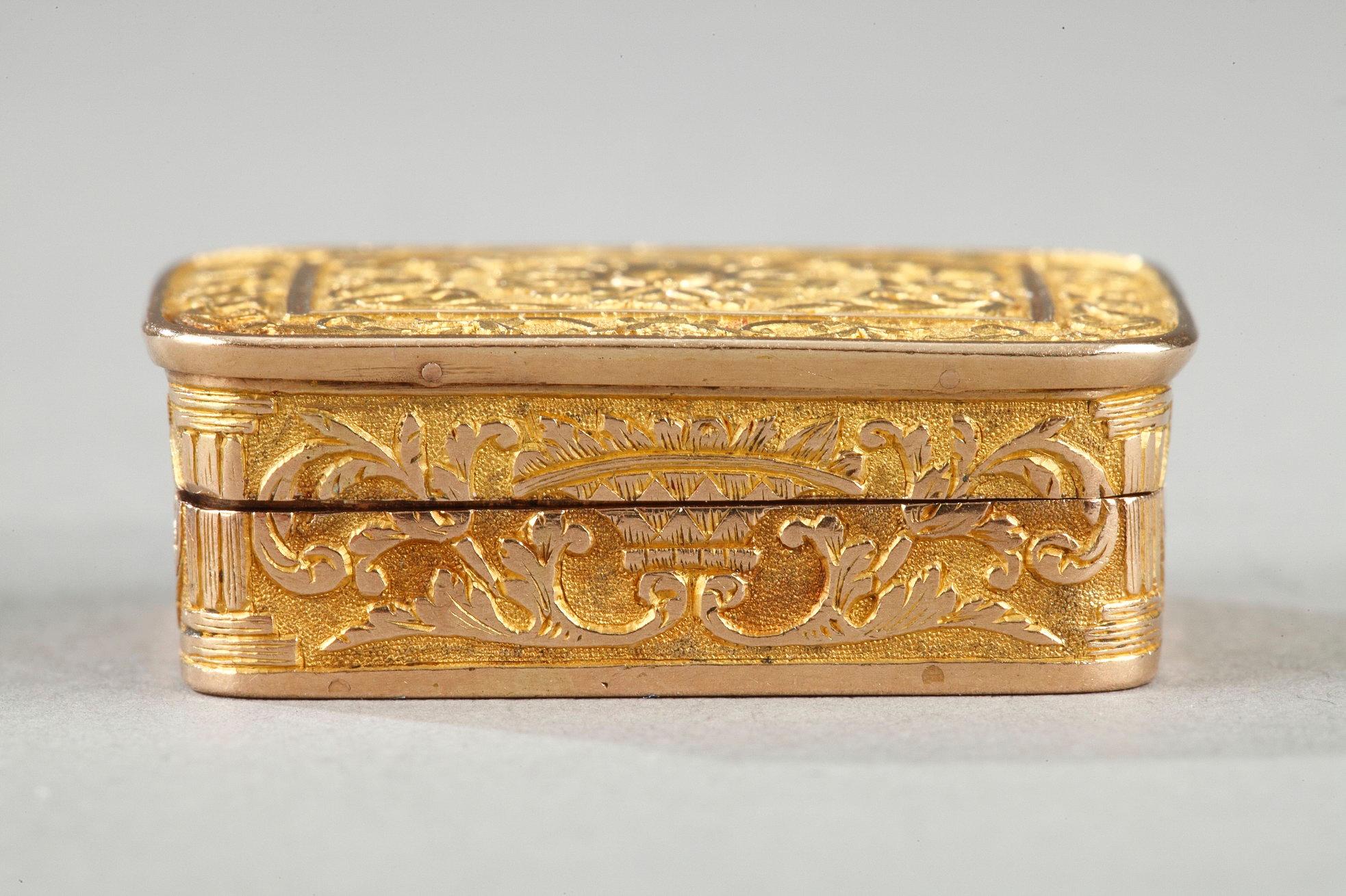Rechteckige, goldene Vinaigrette, frühes 19. Jahrhundert im Zustand „Gut“ im Angebot in Paris, FR