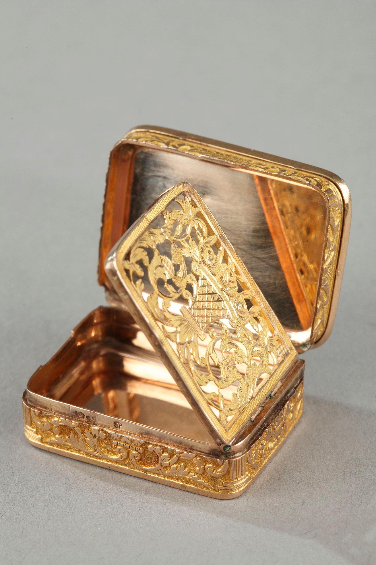 Rechteckige, goldene Vinaigrette, frühes 19. Jahrhundert 3