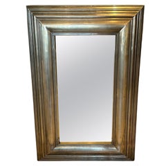 Rectangular Graduated Antiqued Metal Mirror with Pewter Silverplate Finish
