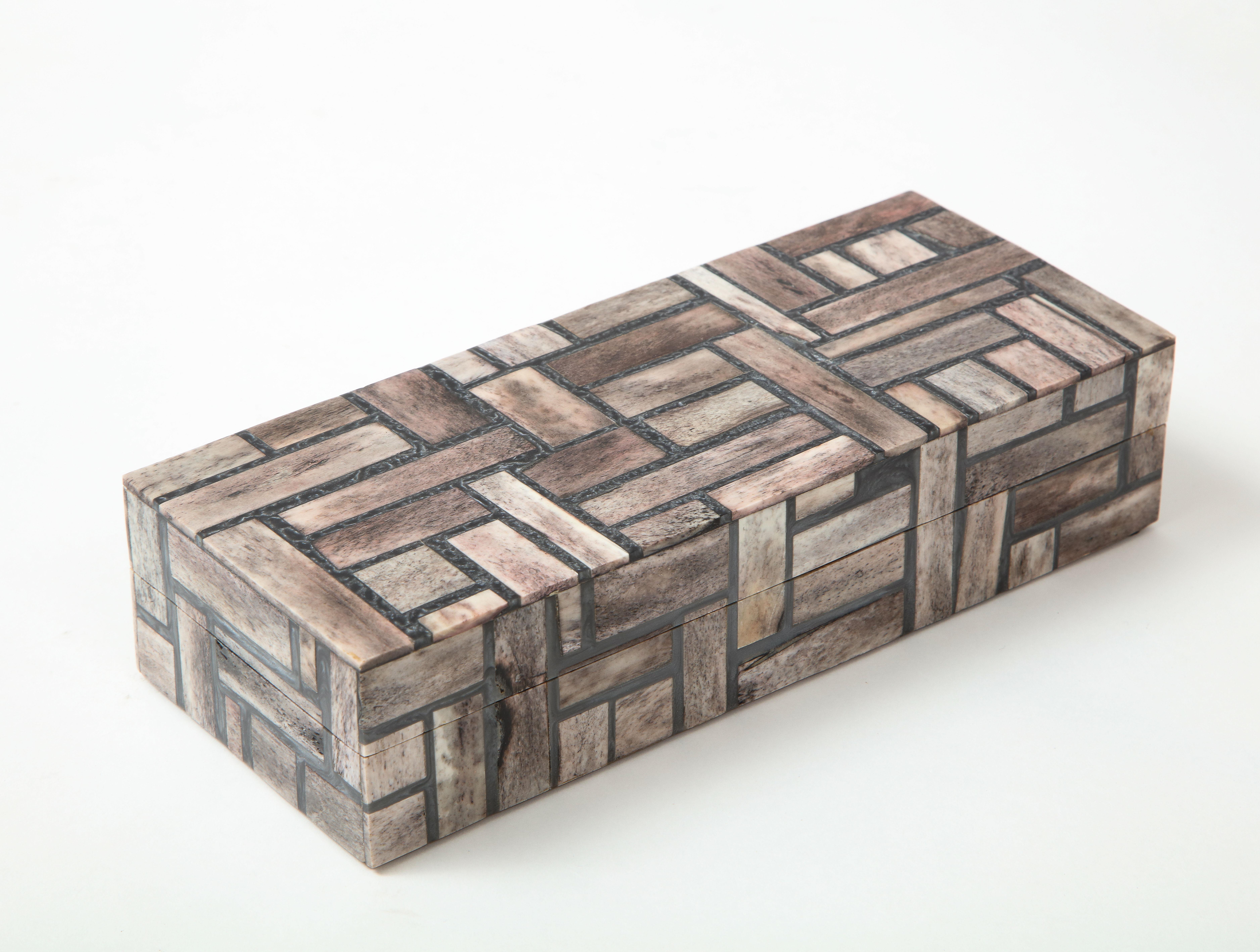 Spanish Rectangular Grey Bone Mosaic Box