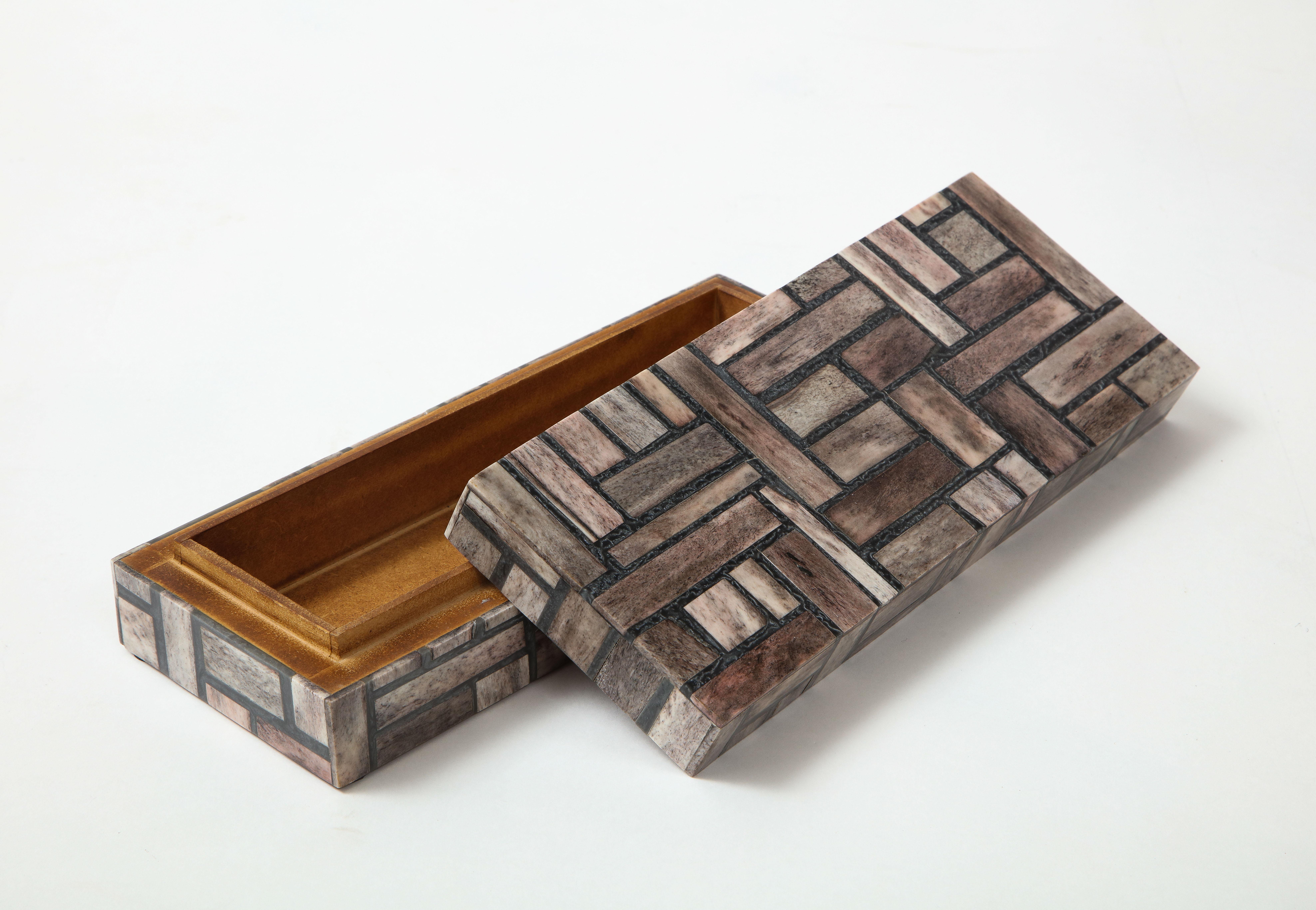 Contemporary Rectangular Grey Bone Mosaic Box