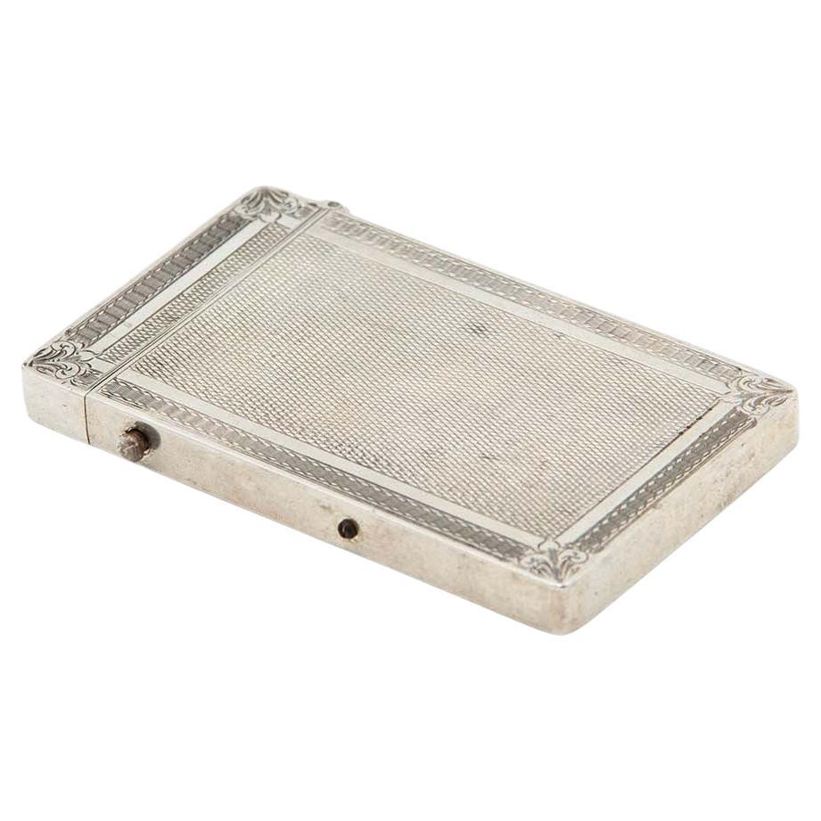 Rectangular guilloche silver carton box For Sale