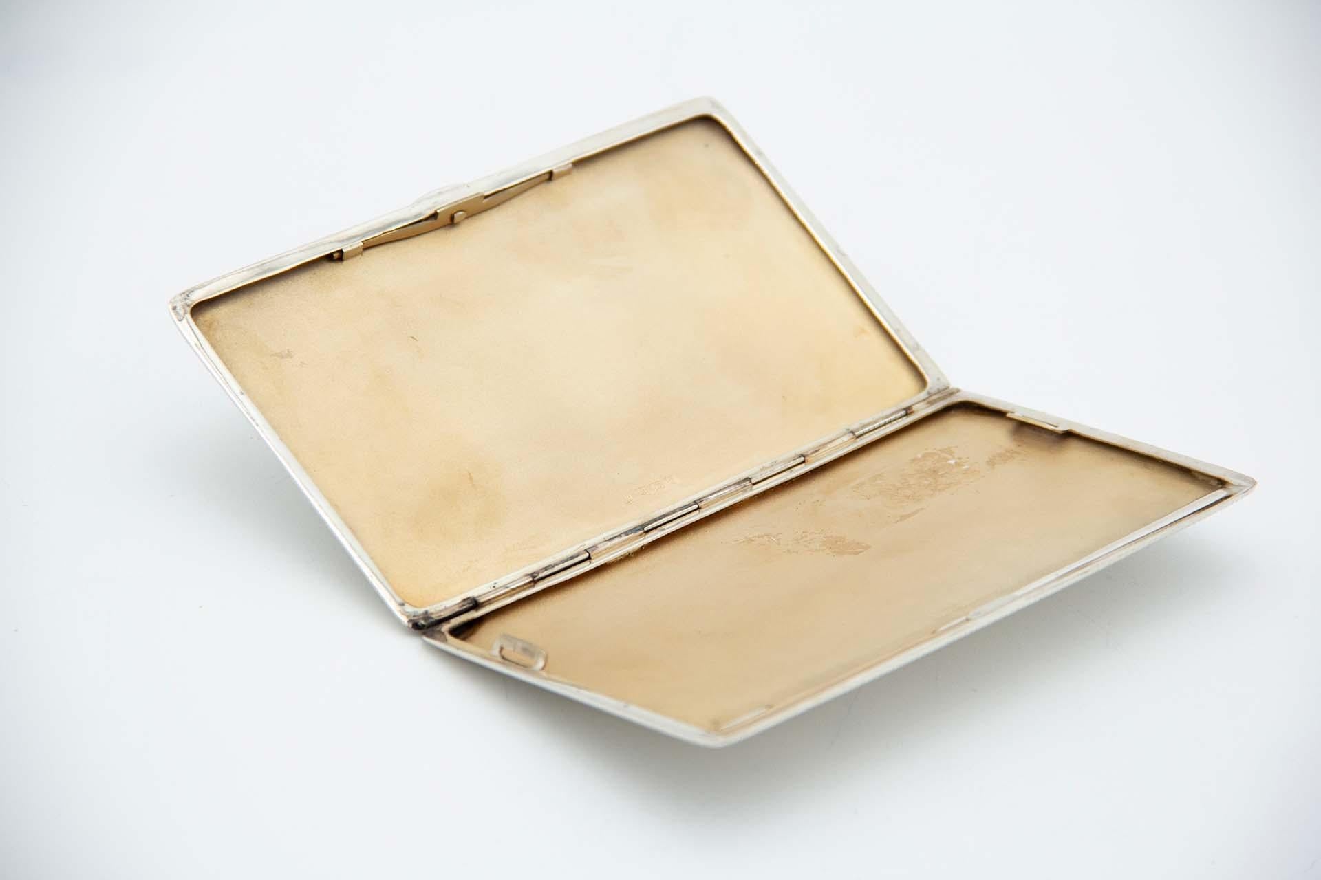 European Rectangular guilloche silver cigarette case For Sale