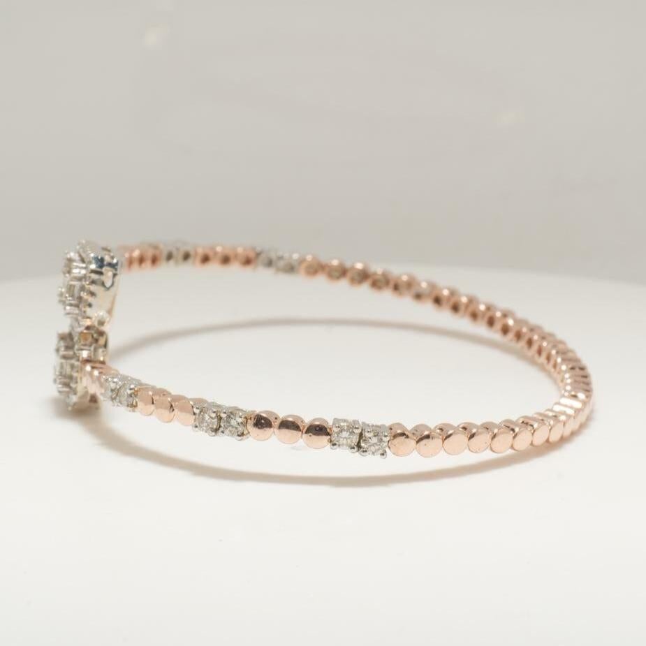 De las mujeres Pulsera rectangular con halo de diamantes en oro macizo de 14k (certificado) en venta