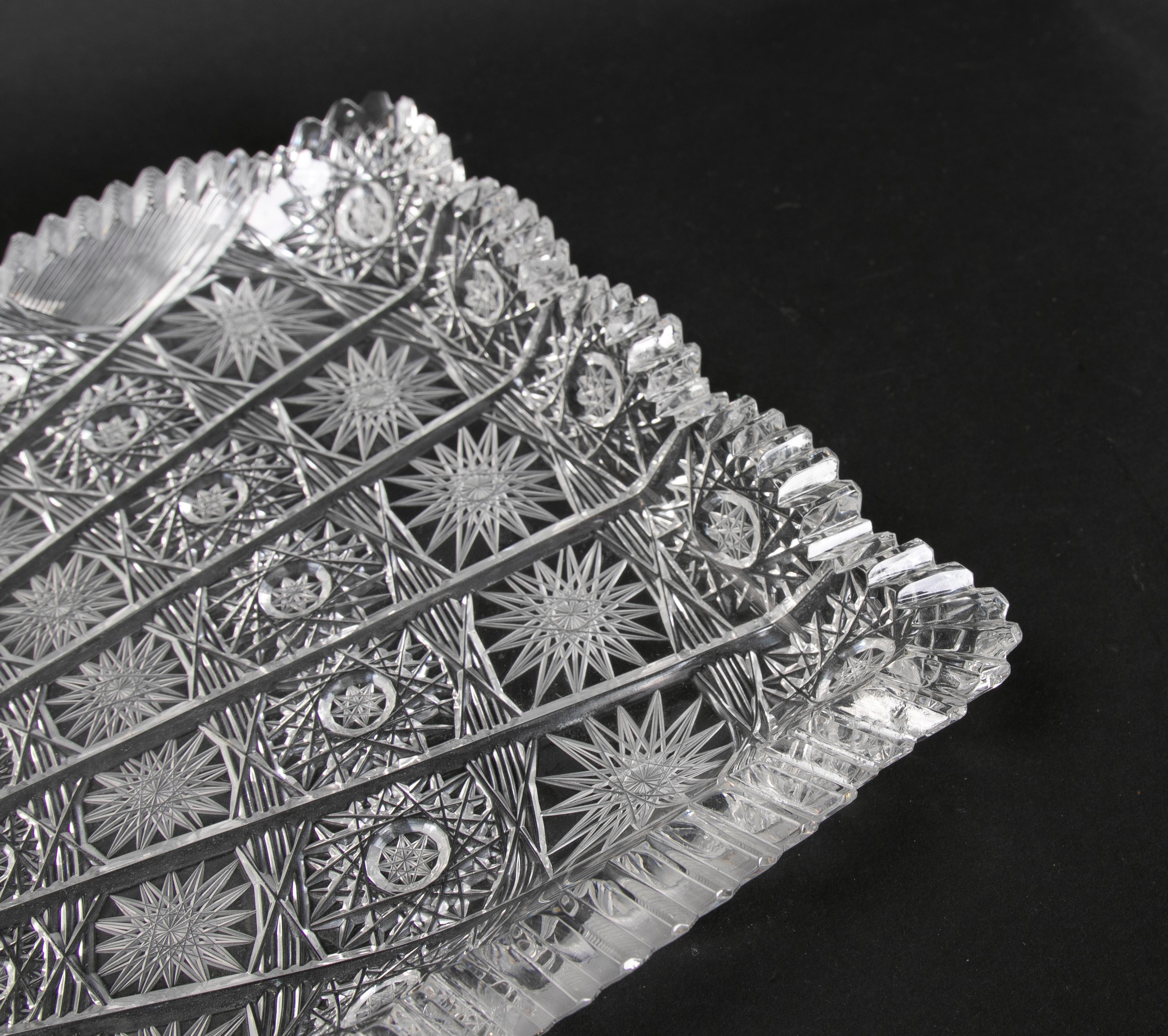 Rectangular Hand-Cut Bohemian Crystal Tray For Sale 2
