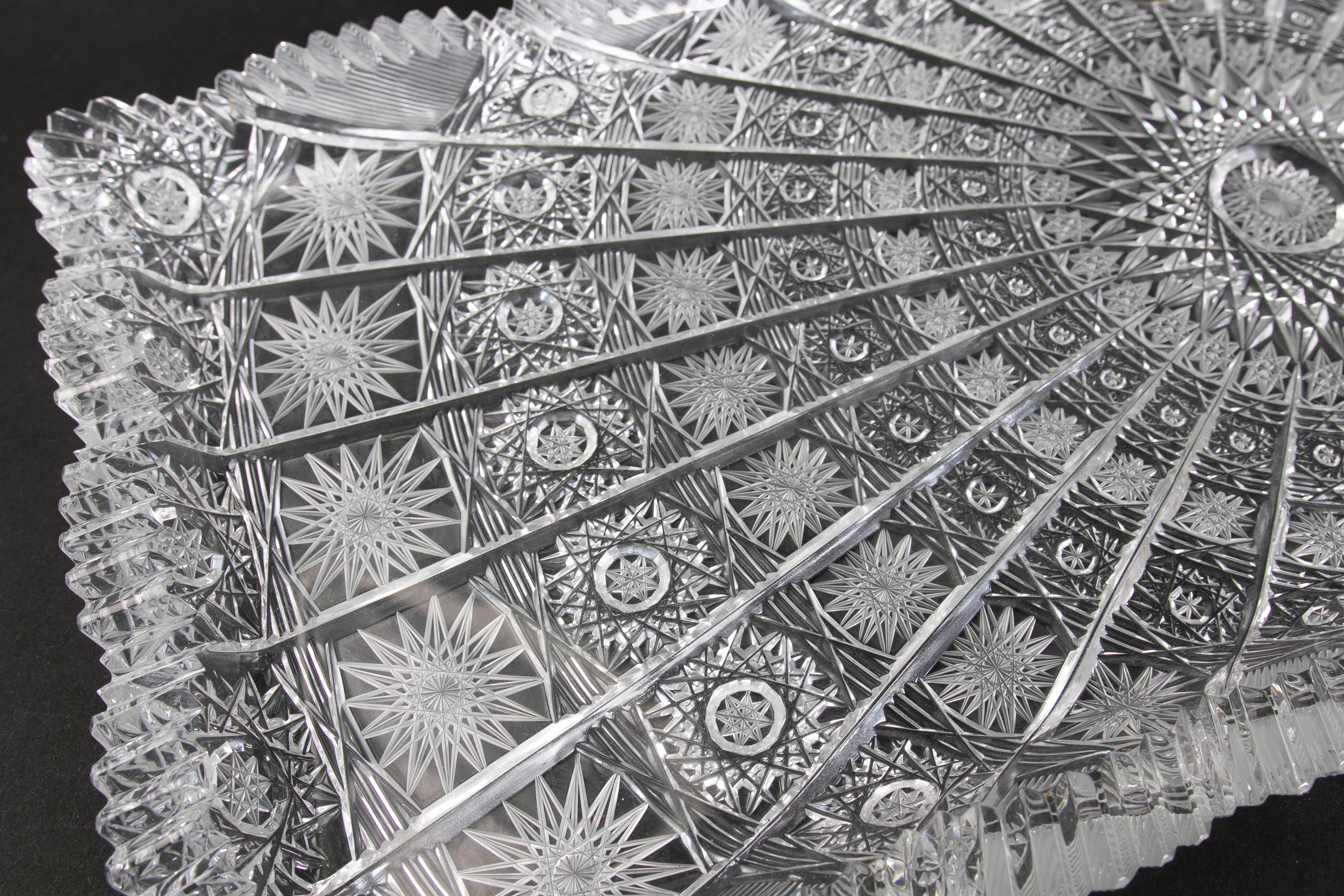 Rectangular Hand-Cut Bohemian Crystal Tray For Sale 2