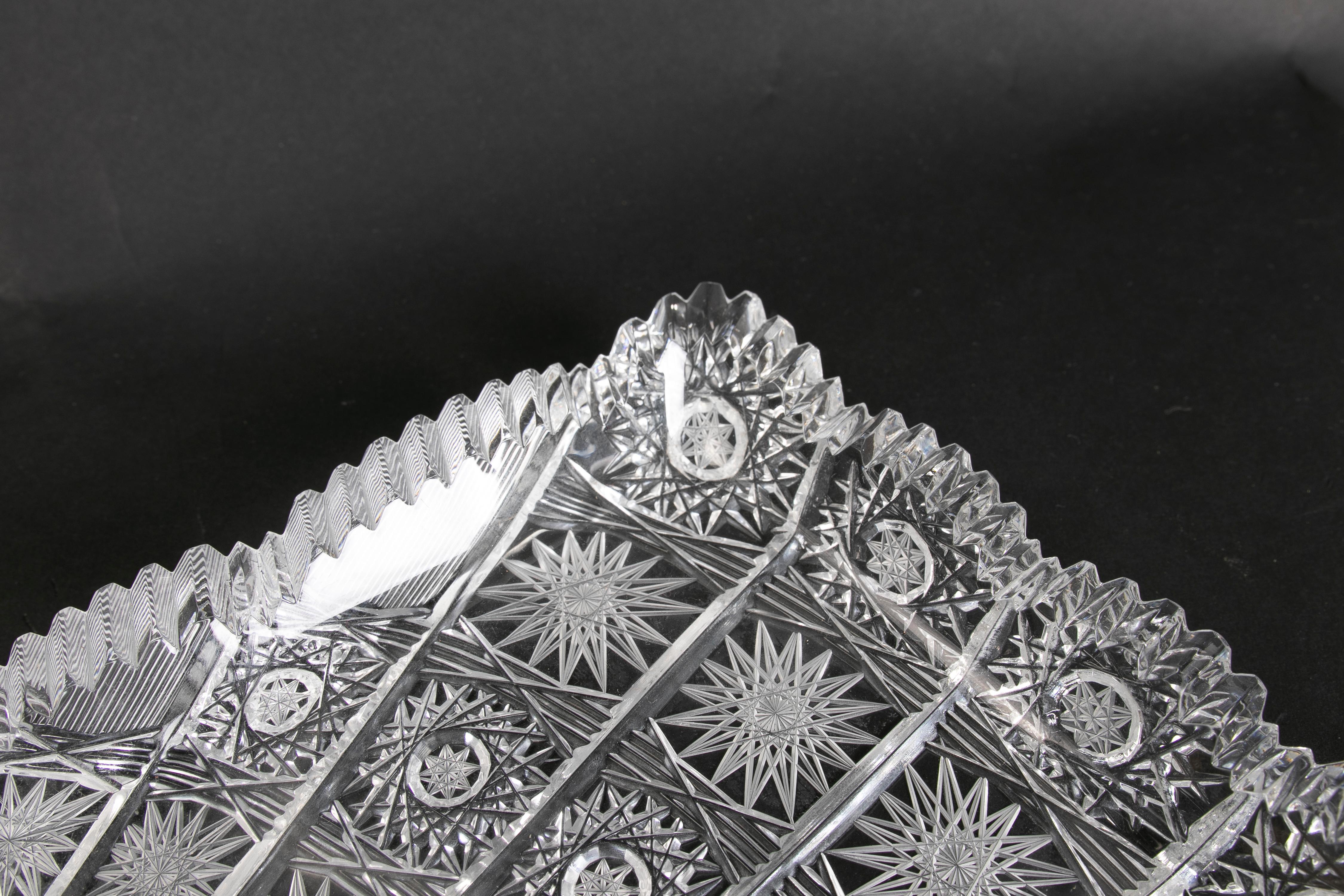 Glass Rectangular Hand-Cut Bohemian Crystal Tray For Sale